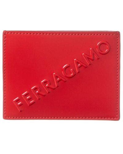 ferragamo half wallet red cheap|ferragamo card holder.